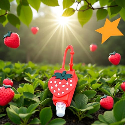 Strawberry Empty Travel Hand Sanitizer Bottle, Silicone Sleeve Refillable Empty Squeeze Leakproof Flip Cap Keychain, Hand Soap Holder Cosmetic Containers, Refillable Portable Travel Containers