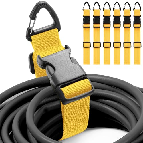 6 Pack 17 Inch Adjustable Extension Cord Holder Organizer with Triangle Clips for Garage Organization and Storage Heavy Duty Extension Cord Hanger for Men Workshop (Yellow) - color: Yellow