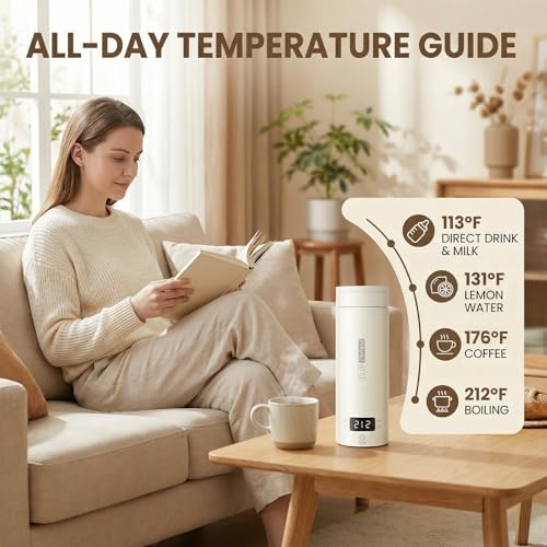 Travel Tea Kettle（120V）, Portable Electric Kettle, 316 Stainless Steel Premium Liner, 4-speed Temperature Adjustment with Auto Shut-off and Boil-Off Protection,White. - color: white