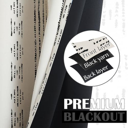 jinchan 95% Blackout Boho Kitchen Curtains 36 Inches Cafe Tier Curtains Bohemian Small Drapes for Bedroom RV Basement Half Window Room Darkening Thermal Insulated 2 Panels Black on Beige - color: 95% Blackout | Black on Beige, size: 25"W x 36"L (Pack of 2