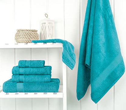 Cotton Paradise 100% Cotton Turkish Towel Set, Soft Absorbent Quick Dry, 6 Piece Towel Set, Ocean Aqua - color: Ocean Aqua