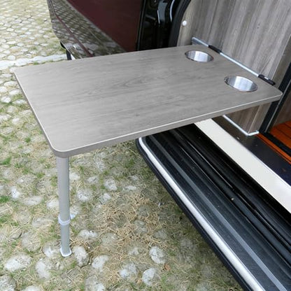 Rv Tables, Wall Mounted Folding Table with Telescopic Legs & Cup Holder for Campers Motorhomes Caravan and Yacht(Gray) - color: Grey