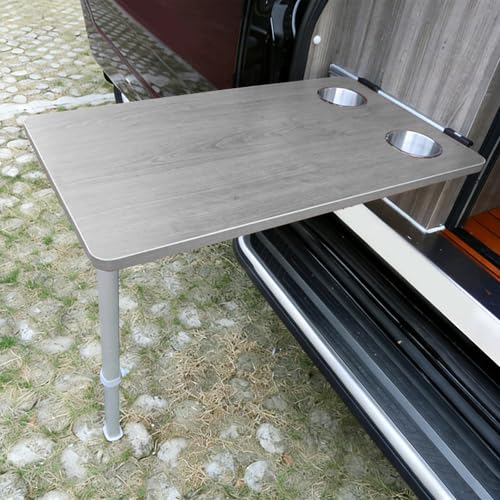 Rv Tables, Wall Mounted Folding Table with Telescopic Legs & Cup Holder for Campers Motorhomes Caravan and Yacht(Gray) - color: Grey