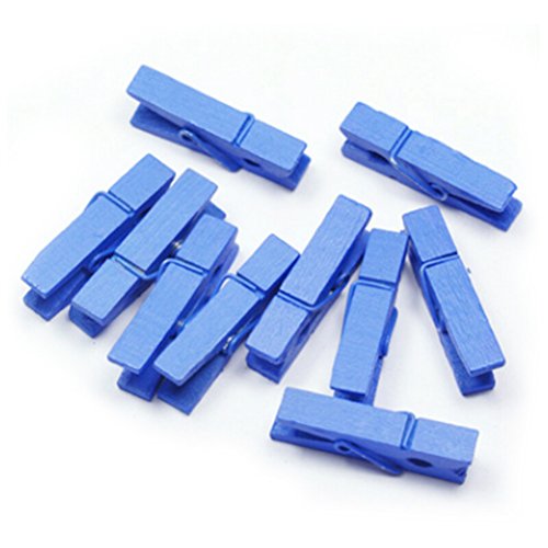 100pcs/Set Mini Colored Wooden Clips for Photo Clips Clothespin Paper Peg Pin Craft Decoration Clips Pegs Wedding Decoration (Blue) - color: Blue