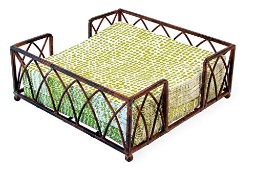 Boston International Arch Design Cocktail Napkin Holder Caddy, Aged Chestnut - color: Aged Chestnut, size: 5.25 x 5.25-Inches
