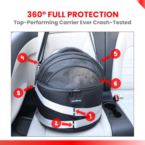 Crash-Tested 3-in-1 Portable Small Dog Car Seat, Cat Bed & Pet Carrier – CPS Certified for Crash Protection & Safe Travel (Black) - color: Black