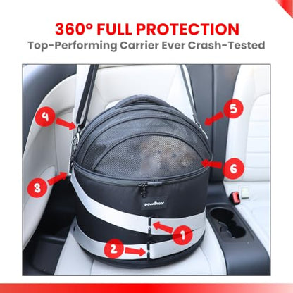 Crash-Tested 3-in-1 Portable Small Dog Car Seat, Cat Bed & Pet Carrier – CPS Certified for Crash Protection & Safe Travel (Black) - color: Black
