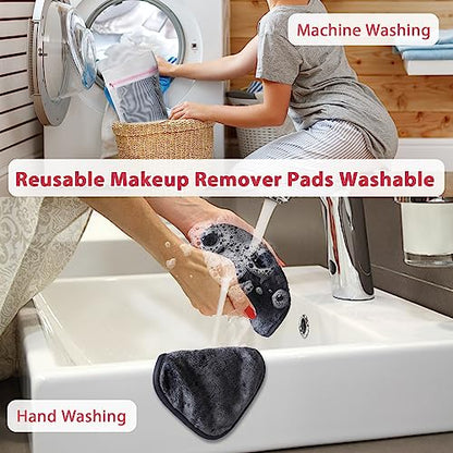 Makeup Remover Cloth, 6" x 6" Makeup Remover Towels Reusable Face Cloth for Washing Face, Makeup Remover Pads Microfiber Face Washcloth with Mesh Bag, 12 Pack, Grey - color: Grey