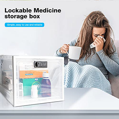 SANIDIKA 2 Pack Large Refrigerator Lockable Box - Childproof First Aid Locking Box Pill Case Medical Organizer - Ipad Tablet Phone Jail - color: 2pack Clear