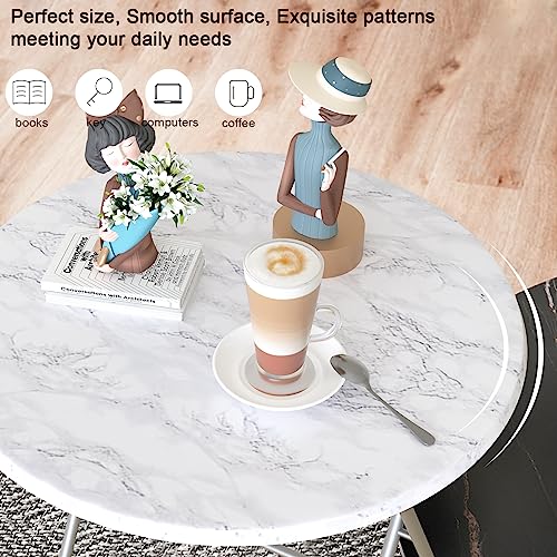 Tv Trays Folding Tray Table Dinner Tray Table Round, Snack Eating Trays Table for Living Room with No Assembly Required&Sturdy, 17.5 x 17.5 x 26 in(White Marble) - color: White Marble, size: 1pc