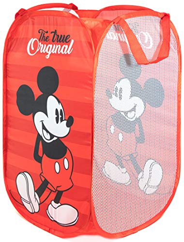 Disney Mickey Mouse Kids Pop Up Laundry Hamper - Collapsible Mesh Basket with Handles, Foldable Storage for Bedroom and Toys - Jay Franco (Officially Licensed Disney Product) - color: Mickey Mouse - Red