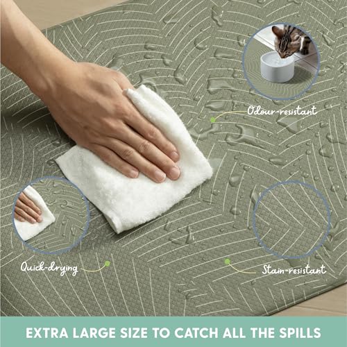 The Cat Ladies Cat Feeding Mat - Waterproof & Dishwasher Safe Small Pet Eating Placemat - Cat & Dog Food Mats for Food and Water Bowl - Protect Floors from Mess - Tropical Leaves - color: Tropical Leaves B