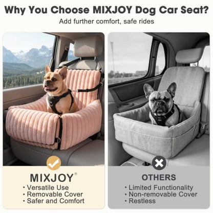 MIXJOY Dog Car Seat for Small/Medium Dogs up to 25 lbs, Multi-Functional Dog Carrier for Car with Detachable Washable Cover, Pet Travel Bed with Clip-On Safety Leash, Pink - color: Pink