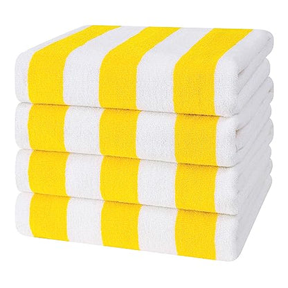 Cotton Paradise, Cabana Stripe Beach Towels 4 Packed, 30x60 inches Extra Large Pool Towels, Soft Absorbent Quick Dry, Yellow - color: Yellow