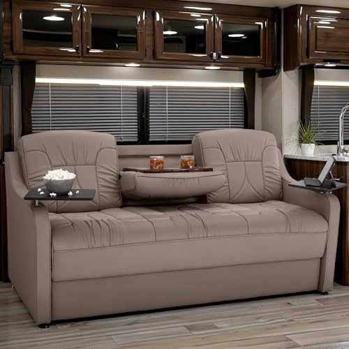 De Leon Console DX RV Sofa Bed, 72" Wide, Ultimate Leather, Light Antelope - color: Light Antelope, size: 72"