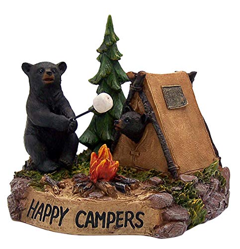 Wowser Rustic Home Decor- Black Bear Camping Duo Figurine - 4.75 Inches