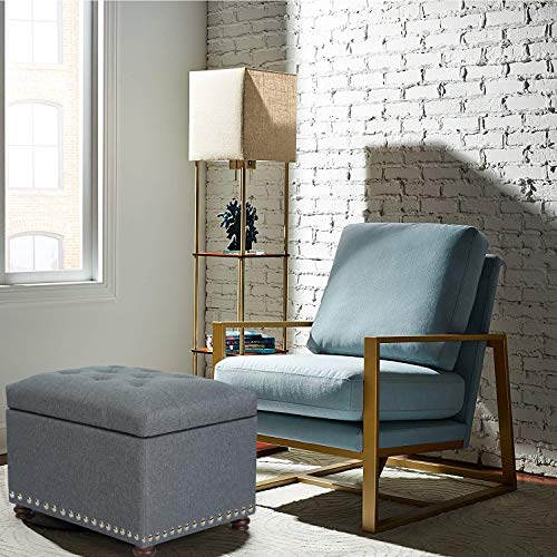 Joveco Storage Ottoman Bench Rectangular Fabric Organization Foot Rest, 24 Inch Modern Tufted Bedroom Foot Stool and Seat for Entryway, Bedroom, Living Room - color: Grey