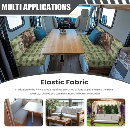 Bear RV Cushion Covers RV Camper Dinette Cushion Covers Stretch Camper Cushion Slipcovers Easy Installation Rv Accessories Replacement - color: Bear