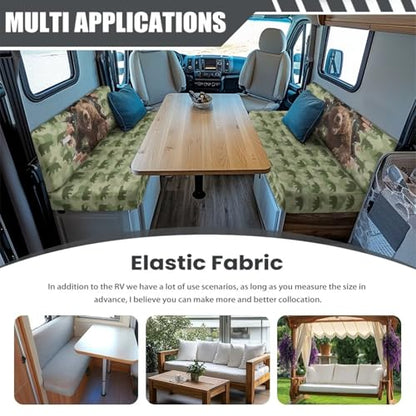Bear RV Cushion Covers RV Camper Dinette Cushion Covers Stretch Camper Cushion Slipcovers Easy Installation Rv Accessories Replacement - color: Bear