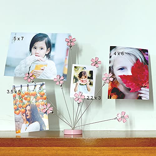 8-Branch Family Tree Picture Frame Holder, Card Photo Clips Holder Desk Stand for Memo Paper Note Photo Christmas Wedding Card Display (Cherry Blossoms) - style: Blossoms