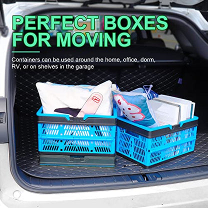 3-Pack Collapsible Storage Baskets, Stackable Plastic Crates with Handles for Freezer Organization, Grocery Shopping, RV Camping & Home Storage, Holds 20 lbs Each, Folds Flat to 1.7"