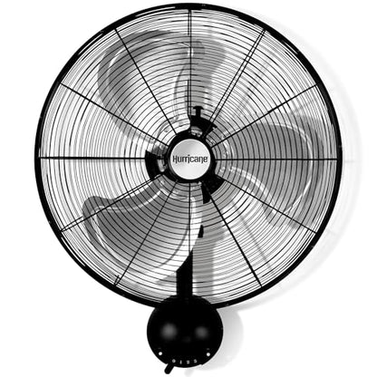 Hurricane Pro High Velocity Oscillating Metal Wall Mount Fan w/ 3 Speeds, Black, 20" - Corded Electric Air Cooling Unit w/ Powerful 4500 CFM Airflow for Home, Garage, Gym, Workshop & Greenhouse - style: 20" Pro Series
