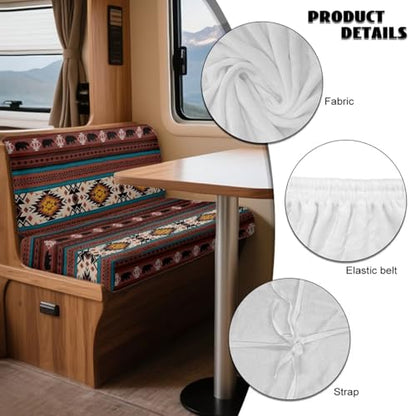 Aztec Bear Print 2 Pcs RV Dinette Cushion Covers Southwest American Tribal Camper Seat Covers Dinette Booth Stretch Sofa Furniture Protector Sofa Slipover for Travel Trailer Couch - color: Aztec Bear Southwest American Tribal