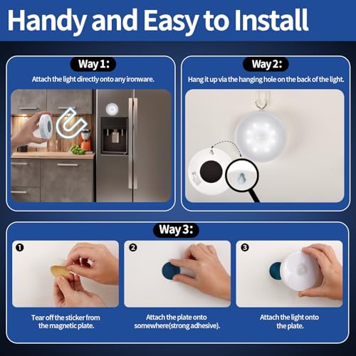 RGB LED Motion Sensor Light Indoor, Bright & Dimmable, Long-Lasting | Rechargeable Battery, Stick-On Puck Night Light with Remote for Closet, Cabinet, Kitchen, Stairs, Shelves - Cool & RGB, 2Pack - color: Cool White & RGB(2 Pack)