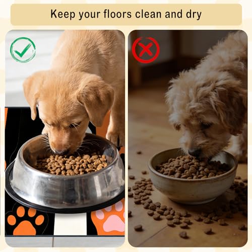 Nuxovilar Pet Dog Supplies Food Mat Paw-Printed Polyester (23.62×17.71 inches) Bowl Water Spill Pad Feeding Essentials for Kennel, Home, Feeding Area - color: LU13718