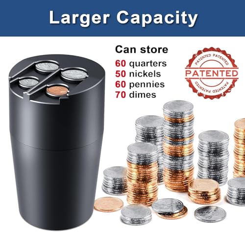 Coin Holder for Car, Large Capacity Universal Car Portable Coin Organizer, Fits Most Vehicles & Trucks Cup Holders, Change Dispenser Storage for Quarters, Pennies, Dimes, Nickels (Four Coin) - size: Four Coin