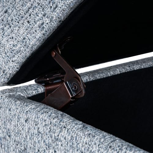 HomePop Ainsley 40" Storage Ottoman Bench - Blue Gray Woven Fabric - color: Blue Gray Woven Fabric