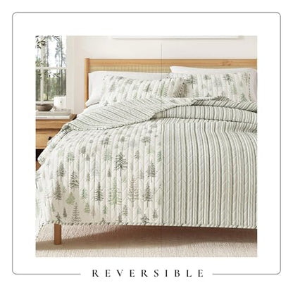 Great Bay Home Lodge Quilt Set - 3-Piece Full/Queen Size Rustic Bedding Set - Lightweight, All-Season, Reversible Bedspread (Lodge Trees) - color: Lodge Trees, size: Full / Queen