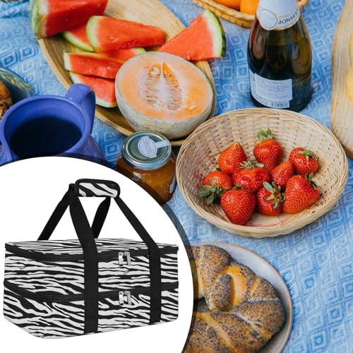 esouler Double Insulated Casserole Carrier Bag Hot & Cold Food Carrier Bag Lasagna Holder Lunch Bag for Picnics, Parties, Travel, Fits 9 x 13 Inches Casserole Dish-Zebra - color: Zebra, size: 16x10x7.2 in