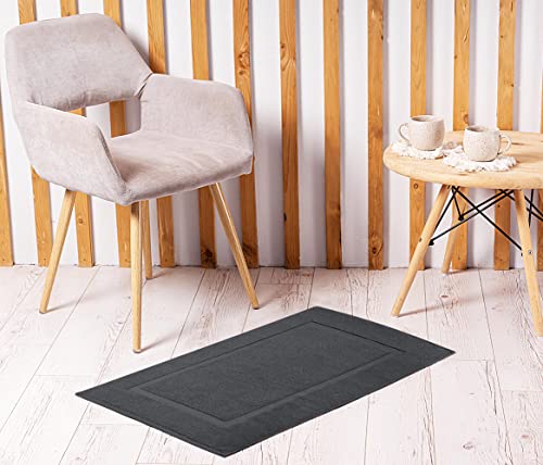 Utopia Towels Cotton Banded Rug, Bath Mats, Not a Bathroom Rug, 21 by 34 Inches, 100% Ring Spun Cotton, Highly Absorbent Shower Bathroom Floor Mat, Grey, 2 Pack - color: Grey