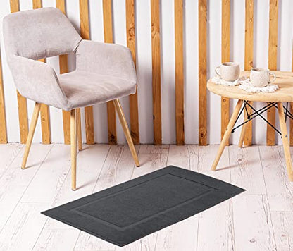 Utopia Towels Cotton Banded Rug, Bath Mats, Not a Bathroom Rug, 21 by 34 Inches, 100% Ring Spun Cotton, Highly Absorbent Shower Bathroom Floor Mat, Grey, 2 Pack - color: Grey