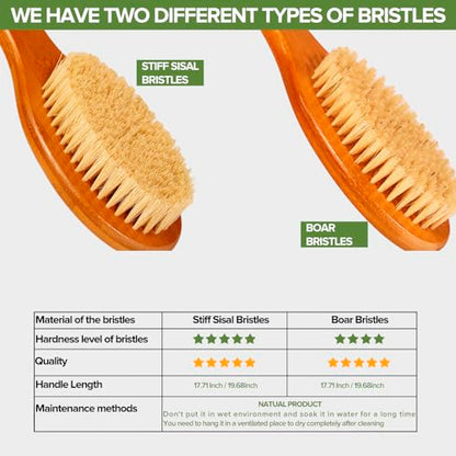 ICANdOIT-17.71Inch Natural Stiff Sisal Bristles Anti-Slip Long Handle Bath Brush,Bent Handle Shower Scrubber for Exfoliating,Shower Back Brush,Exfoliation Set with Pumice Stone(1 Pack) - size: 17.71"Stiff Sisal Bristles Back Brush+Pumice-2Pack