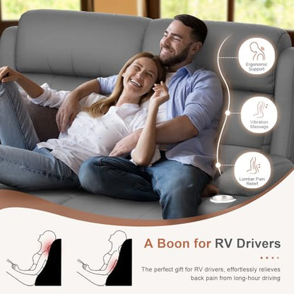 RV Loveseat Recliner Sofa, 3 Seat Wall Hugger Massage Reclining RV Couch with USB, Insert Pockets, Cup Holders, 150° RV Recliners Sleeper Sofa for RV Furniture & Home Theater Seating - color: Dark Gray, size: 3 Seat-G1