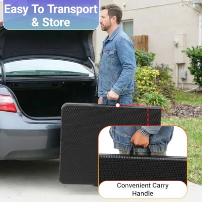 FDW 6FT Folding Table, Portable Fold-in-Half Plastic Picnic Party Table with Carrying Handle （Black Ratten, 6FT） - color: Black Ratten, size: 6 FT 70"x29"