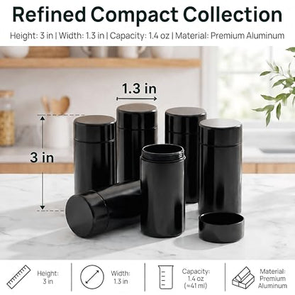 Dicunoy 6 Pack Small Storage Jars, 1.4 oz Mini Bottles Containers with Lids, Portable Metal Waterproof Canisters, Tea Preserve Tins for Spices, Traveling
