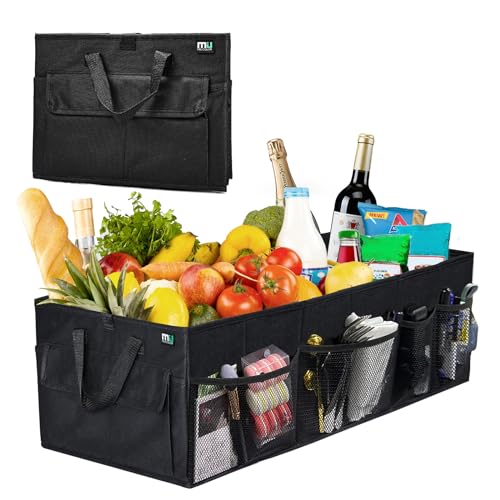MIU COLOR Trunk Organizer for Car, Car Organizer, 12 Pockets Trunk Organizer for SUV, Durable Oxford, Non-Slip Bottom, Trunk Storage Organizer for Sedans, Van, Jeep, Grocery, Large 3 Compartments - color: Black, size: Large+Pockets