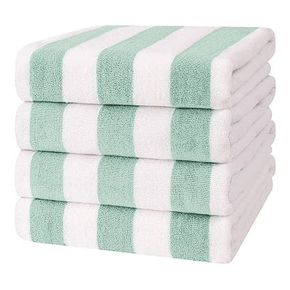 Cotton Paradise, Cabana Stripe Beach Towels 4 Packed, 30x60 inches Extra Large Pool Towels, Soft Absorbent Quick Dry, Mint - color: Mint