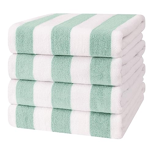 Cotton Paradise, Cabana Stripe Beach Towels 4 Packed, 30x60 inches Extra Large Pool Towels, Soft Absorbent Quick Dry, Mint - color: Mint