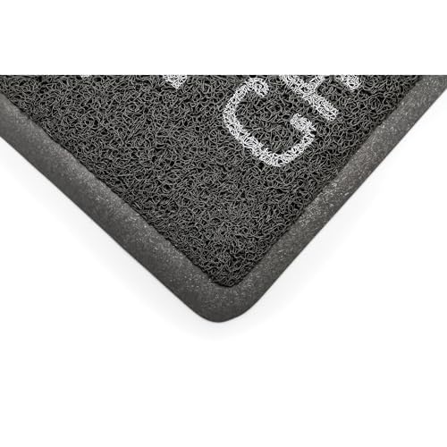 Camco Life is Better at The Campsite Scrub Mat - 26.5" by 15" - Non-Slip Backing - Gray/White - 53200