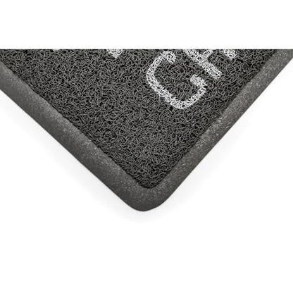 Camco Life is Better at The Campsite Scrub Mat - 26.5" by 15" - Non-Slip Backing - Gray/White - 53200