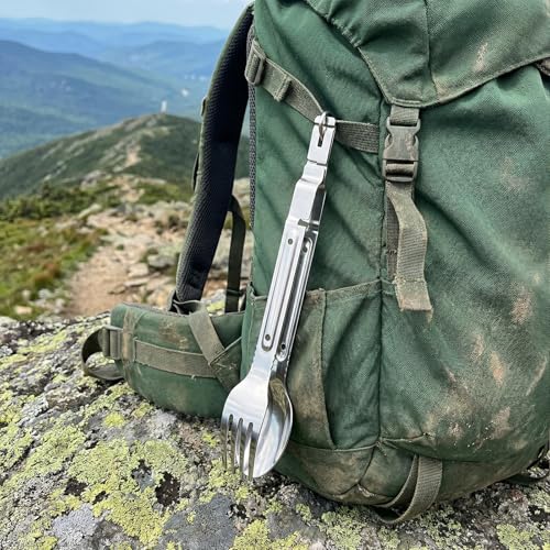 3-in-1 Camping Utensil Set with Spoon, Fork, Stainless Steel Utensil Set,combining a spoon and fork into portable cooking tongs.Lightweight suitable for campers, hikers, and explorers (1PK) - size: 1PK