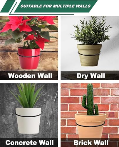 vensovo 6 Pack 4 Inch Wall Mounted Plant Holder - Heavy Duty Metal Flower Pot Hanger Rings - Space Saving Bracket Hooks for Indoor Outdoor Plants Decor, Black - size: 4 Inch