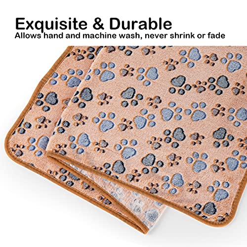 Dono 1 Pack 3 Dog Blankets, Soft Fluffy Fleece Pet Blanket Warm Sleep Mat Paw Print Design Puppy Kitten Throw Blankets Doggy Blanket for Dogs - color: Purple/Beige/Brown, size: Large(41*31")