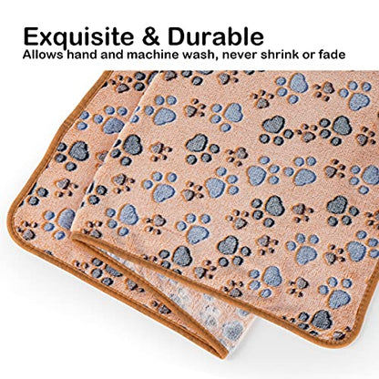 Dono 1 Pack 3 Dog Blankets, Soft Fluffy Fleece Pet Blanket Warm Sleep Mat Paw Print Design Puppy Kitten Throw Blankets Doggy Blanket for Dogs - color: Purple/Beige/Brown, size: Large(41*31")