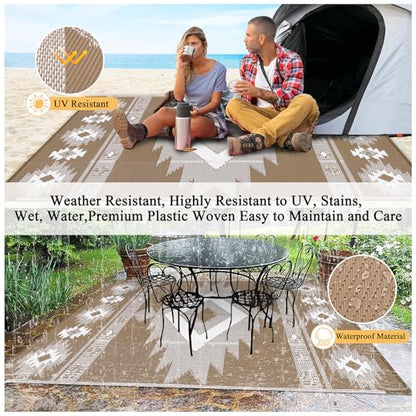 Outdoor Rug 8x10 ft for Patios Waterproof Reversible Plastic Straw Rug Patio Mat Clearance Outdoor RV Camping Mat Outside Area Rug Carpet for Porch,Deck,Camper,Balcony,Backyard
