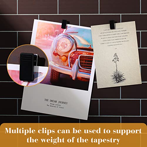 30 Pieces Self-Adhesive Clips Wall Tapestry Clips Sticky Plastic Photo Small Hanging Spring for Poster Photo Wall Teacher Student Home Applications(Black) - color: Black